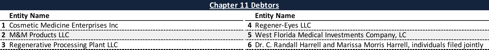 Affiliated Debtors Chart